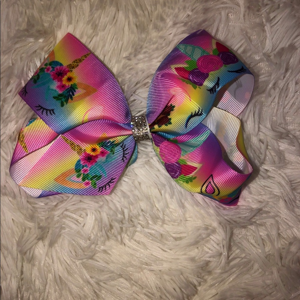 Handmade rainbow unicorn bow